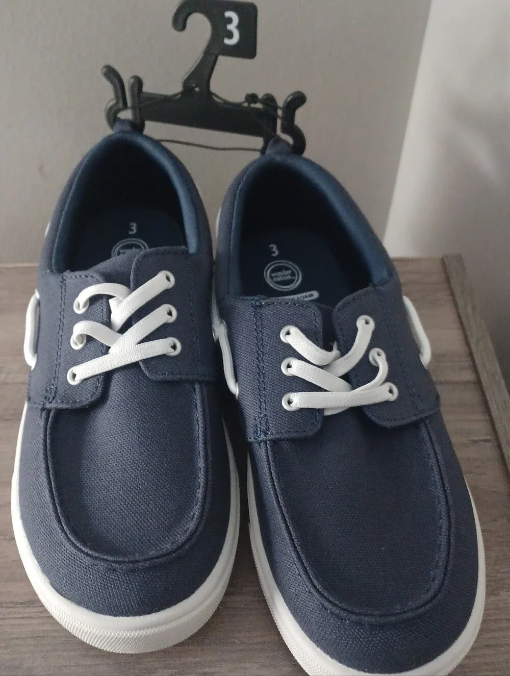 Wonder Nation Navy Boat Shoes Boys Sz 3